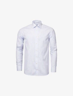 ETON Slim-fit Dot-print Cotton-poplin Shirt