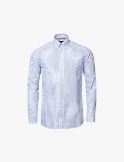ETON Striped Long-sleeved Slim-fit Cotton Shirt