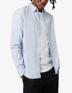AllSaints Hawthorne Slim-fit Stretch-cotton Shirt 8 AllSaints Hawthorne Slim-fit Stretch-cotton Shirt -Fit & Flow Clothing Sales Store R03685129 LIGHTBLUE ALT03