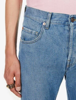Gucci Tapered Faded-wash Denim Jeans -Fit & Flow Clothing Sales Store R03765516 LIGHTBLUEMIX ALT04