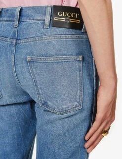 Gucci Tapered Faded-wash Denim Jeans -Fit & Flow Clothing Sales Store R03765516 LIGHTBLUEMIX ALT05