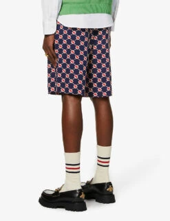 Gucci Graphic-print Relaxed-fit Silk Shorts -Fit & Flow Clothing Sales Store R03765535 BLUEIVORYMC ALT03