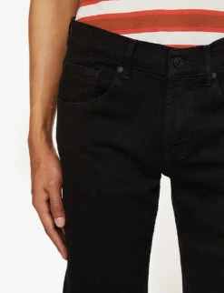 7 For All Mankind Standard Luxe Performance Slim-fit Straight-leg Stretch-denim Jeans -Fit & Flow Clothing Sales Store R03785728 BLACK ALT04