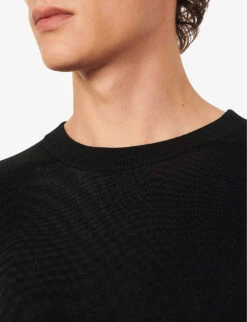 Sandro Pablo Crewneck Classic-fit Knitted T-shirt -Fit & Flow Clothing Sales Store R03787676 NOIRGRIS ALT03