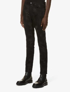 Hugo Snakeskin-print Stretch-denim Jeans -Fit & Flow Clothing Sales Store R03788664 BLACK ALT02