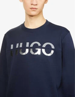 Hugo Logo-print Organic-cotton And Recycled-polyester Blend Sweatshirt 9 Hugo Logo-print Organic-cotton And Recycled-polyester Blend Sweatshirt -Fit & Flow Clothing Sales Store R03831785 DARKBLUE ALT04