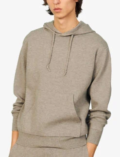 Sandro Relaxed-fit Ribbed-cuff Knitted Hoodie -Fit & Flow Clothing Sales Store R03851753 NOIRGRIS ALT02