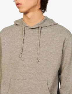 Sandro Relaxed-fit Ribbed-cuff Knitted Hoodie -Fit & Flow Clothing Sales Store R03851753 NOIRGRIS ALT04