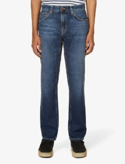 Nudie Jeans Gritty Jackson Regular-fit Straight-leg Denim Jeans -Fit & Flow Clothing Sales Store R03862766 BLUESLATE ALT02