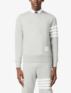 Striped-trim Classic-fit Cotton Jumper -Fit & Flow Clothing Sales Store R03883323 LIGHTGREY ALT02