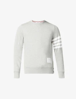 Striped-trim Classic-fit Cotton Jumper