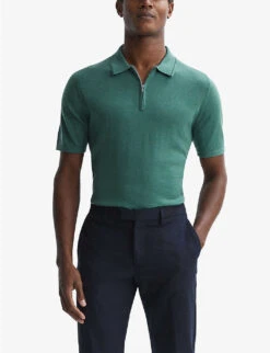 Reiss Maxwell Zipped Merino-wool Polo Shirt 7 Reiss Maxwell Zipped Merino-wool Polo Shirt -Fit & Flow Clothing Sales Store R03892408 PINEGREEN ALT02