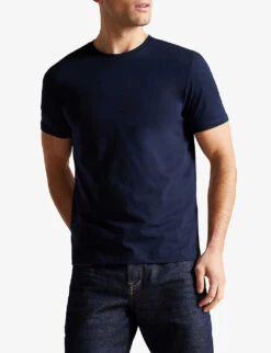 Ted Baker Hawking Crewneck Cotton-jersey T-shirt -Fit & Flow Clothing Sales Store R03892497 NAVY ALT02