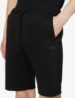 Boss Logo-embellished Elasticated Waist Cotton-jersey Shorts 9 Boss Logo-embellished Elasticated Waist Cotton-jersey Shorts -Fit & Flow Clothing Sales Store R03921188 BLACK ALT04