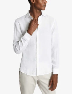 Reiss Ruban Regular-fit Linen Shirt -Fit & Flow Clothing Sales Store R03925090 WHITE ALT02