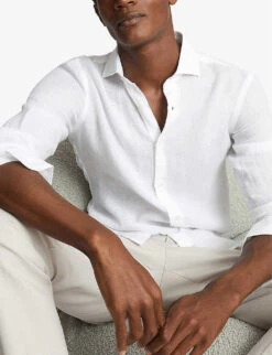 Reiss Ruban Regular-fit Linen Shirt -Fit & Flow Clothing Sales Store R03925090 WHITE ALT04
