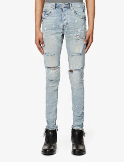 Distressed Slim-fit Stretch-denim Jeans -Fit & Flow Clothing Sales Store R03932746 LIGHTINDIGOPAINT ALT02