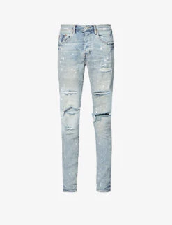 Distressed Slim-fit Stretch-denim Jeans
