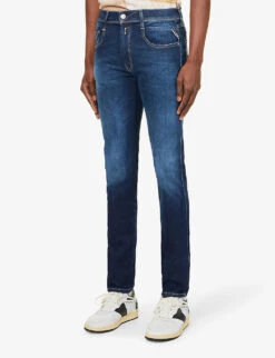 Replay Anbass Brand-embroidered Slim-fit Stretch-denim Jeans -Fit & Flow Clothing Sales Store R03947286 DARKBLUE ALT02