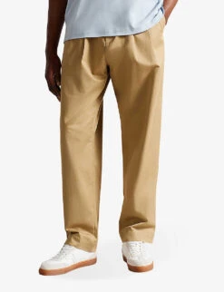 Ted Baker Darnley Straight-leg Mid-rise Cotton-blend Trousers -Fit & Flow Clothing Sales Store R03949797 TAN ALT02