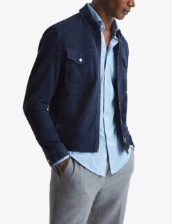 Reiss Nate Curved-hem Slim-fit Cotton-blend Shirt -Fit & Flow Clothing Sales Store R03955439 SOFTBLUE ALT02