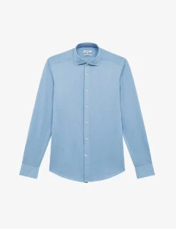 Reiss Nate Curved-hem Slim-fit Cotton-blend Shirt