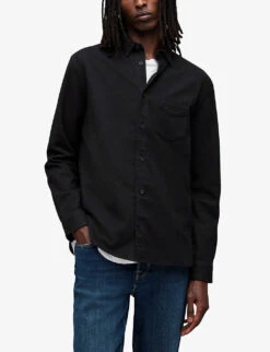 AllSaints Arden Relaxed-fit Organic-cotton Shirt -Fit & Flow Clothing Sales Store R03966466 JETBLACK ALT02