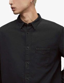 AllSaints Arden Relaxed-fit Organic-cotton Shirt -Fit & Flow Clothing Sales Store R03966466 JETBLACK ALT04
