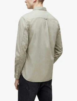 AllSaints Hawthorne Ramskull-embroidered Regular-fit Stretch-organic Cotton Shirt -Fit & Flow Clothing Sales Store R03966482 LIBERTYGREEN ALT03