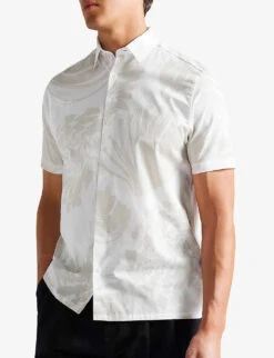 Ted Baker Velmere Shell-print Cotton Shirt -Fit & Flow Clothing Sales Store R03972441 WHITE ALT02