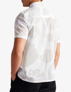 Ted Baker Velmere Shell-print Cotton Shirt -Fit & Flow Clothing Sales Store R03972441 WHITE ALT03