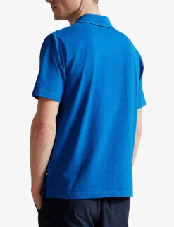 Ted Baker Sntbees Revere-collar Stretch-cotton Polo -Fit & Flow Clothing Sales Store R03978391 MIDBLUE ALT03
