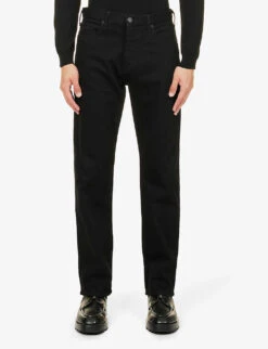 Emporio Armani Straight-leg Regular-fit Stretch-denim Jeans -Fit & Flow Clothing Sales Store R03981624 DENIMNERO ALT02