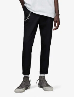 AllSaints Tallis Slim-fit Cropped Cotton-blend Trousers -Fit & Flow Clothing Sales Store R03983854 BLACK ALT02