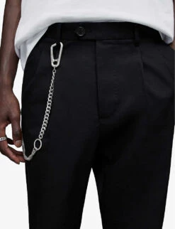 AllSaints Tallis Slim-fit Cropped Cotton-blend Trousers -Fit & Flow Clothing Sales Store R03983854 BLACK ALT04