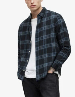 AllSaints Voltana Logo-embroidered Checked Cotton Shirt -Fit & Flow Clothing Sales Store R04002958 INK ALT02