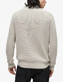 AllSaints Aspen Logo-embroidered Long-sleeved Cotton-blend Polo Shirt 8 AllSaints Aspen Logo-embroidered Long-sleeved Cotton-blend Polo Shirt -Fit & Flow Clothing Sales Store R04005366 LIGHTGREYMAR ALT03