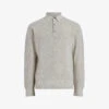 AllSaints Aspen Logo-embroidered Long-sleeved Cotton-blend Polo Shirt