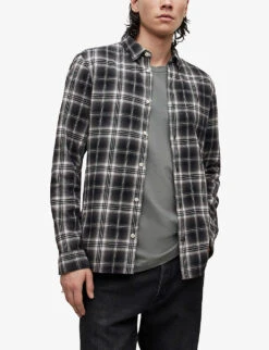 AllSaints Vilotta Checked Cotton Shirt -Fit & Flow Clothing Sales Store R04008754 BLACK ALT02