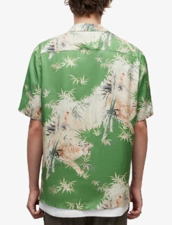 AllSaints Timor Graphic-print Recycled-viscose Shirt -Fit & Flow Clothing Sales Store R04008774 BASILGREEN ALT03