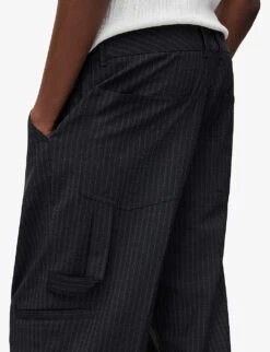 AllSaints Cairo Pinstripe Straight-leg Stretch Wool-blend Trousers -Fit & Flow Clothing Sales Store R04011661 CHARCOAL ALT04