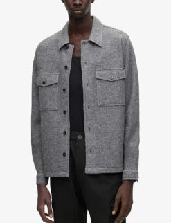 Hugo Logo-patch Oversized Wool-blend Overshirt -Fit & Flow Clothing Sales Store R04012171 MEDIUMGREY ALT02