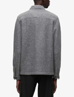 Hugo Logo-patch Oversized Wool-blend Overshirt -Fit & Flow Clothing Sales Store R04012171 MEDIUMGREY ALT03