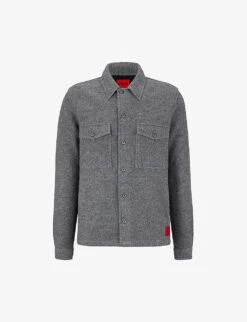 Hugo Logo-patch Oversized Wool-blend Overshirt