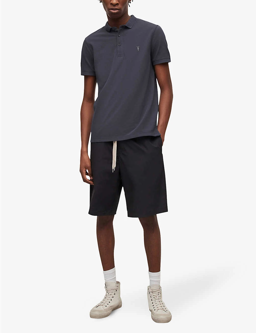 AllSaints Reform Ramskull-embroidered Slim-fit Organic-cotton Polo Shirt 2 AllSaints Reform Ramskull-embroidered Slim-fit Organic-cotton Polo Shirt - Image 2