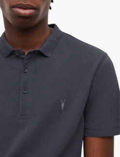AllSaints Reform Ramskull-embroidered Slim-fit Organic-cotton Polo Shirt 9 AllSaints Reform Ramskull-embroidered Slim-fit Organic-cotton Polo Shirt -Fit & Flow Clothing Sales Store R04012406 AMETHYSTBLUE ALT04