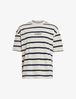 AllSaints Logo-print Striped Cotton-jersey T-shirt