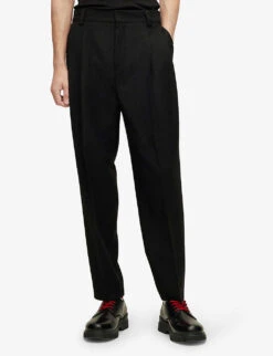 Hugo Slim-fit Straight-leg Stretch Wool-blend Trousers -Fit & Flow Clothing Sales Store R04053426 BLACK ALT02