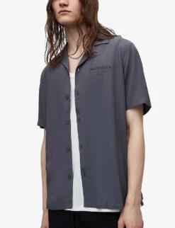 AllSaints Underground Short-sleeved Woven Bowling Shirt -Fit & Flow Clothing Sales Store R04053534 PIPEGREY ALT02