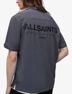 AllSaints Underground Short-sleeved Woven Bowling Shirt -Fit & Flow Clothing Sales Store R04053534 PIPEGREY ALT03
